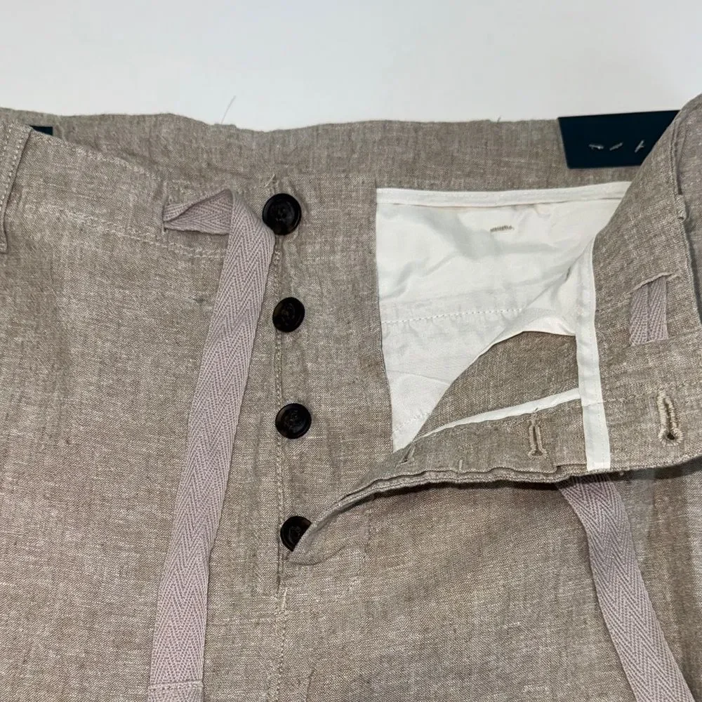 🔥Perry Ellis Light Tan Chinos Sz 38 X 30  New LINEN BLEND DRAWSTRING PANT